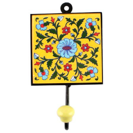 Turquoise Wheel Flower Ceramic Tile Hook Online